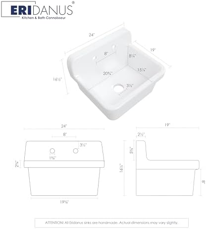 Eridanus 24" Utility Sink, Wall Mount Farmhouse Laundry Sinks - Image 2