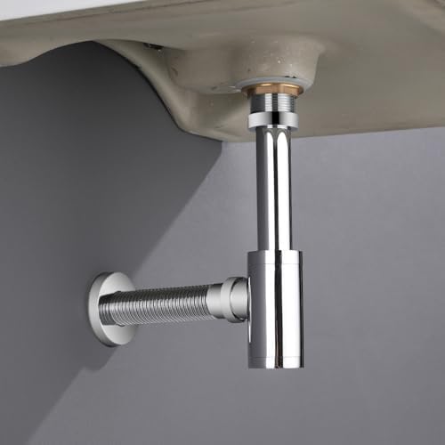 Bathroom Sink P-Trap Drain, Adjustable 1-1/4 Bottle P Trap Solid Brass Sink - Image 3