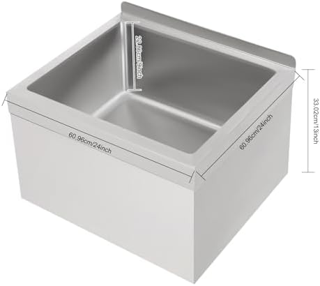 Commercial Mop Sink 24x24x13in, 304 Stainless Steel Utility Mop Basin - Image 3
