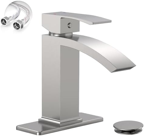 Brushed Nickel Waterfall Bathroom Faucets by Greenspring