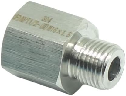 1 Piece 1/2" NPT Pipe Female x M16 x1.5 Male Metric Gauge Adapter Stainless 304 by CDQBWKJGFJ