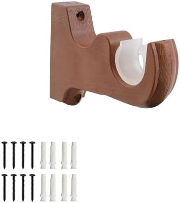 4 Pcs Wooden Curtain Rod Holders Brown Wood Curtain Rod Support Brackets Hangers - Image 3