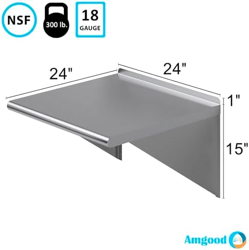 AmGood 24 in. x 24 in. Stainless Steel Wall Mount Shelf - Image 3