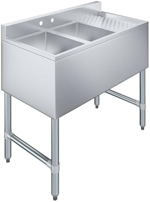 AmGood 36 in. x 19 in. Two Compartment Under Bar Sink by AmGood
