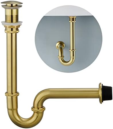 Brass P Trap with Bathroom Sink Stopper : 1-1/4 Sink Drain Bottle Trap Set No by Heixutas