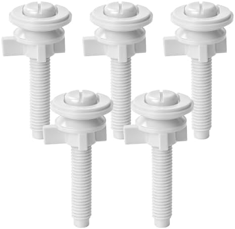 5 Pack Toilet Seat Screws Kit, Plastic Bolts Nuts & Washers by Ophjerg