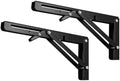 10 Inch Black Folding Shelf Brackets, 2 Pack Metal Heavy Duty Shelf Bracket by ANDICEQY