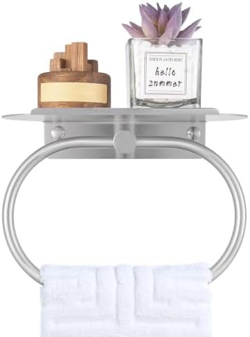 Suyar Bathroom Towel Ring with Shelf, Oval Hand Towel Holder Brushed Nickel by Suyar