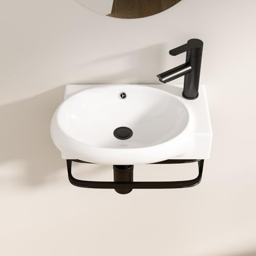 Logmey 17 Inch Wall Mount Corner Bathroom Sink 16.73"x11" Floating Sinks White - Image 2