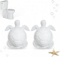 White Sea Turtle Ceramic Toilet Bolt Covers 2-Pack, Decorative Bathroom by boeemi