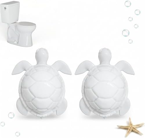 White Sea Turtle Ceramic Toilet Bolt Covers 2-Pack, Decorative Bathroom by boeemi
