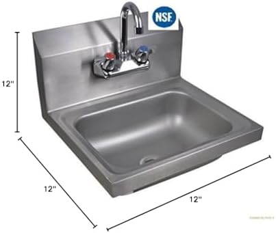 Commercial Stainless Steel Wall-Mount Hand Sink 12 x 12 - Image 6