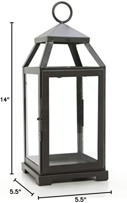 Hosley 14 Inch High Large Clear Glass Iron Classic Style Lantern Elegant Candle - Image 10