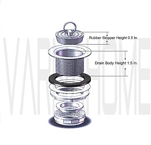 Stainless Steel Bath Tub Drain Assembly W/Wash Tray Plug - Image 5