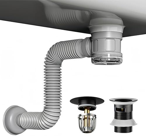 Bathroom Sink Drain Kit with Clear Bottle Trap and Flexible Water Seal Pipe by Unknown
