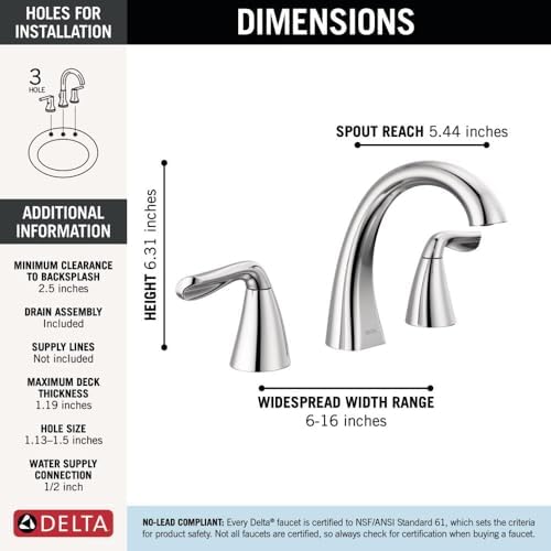 Delta Vesna Brushed Nickel Bathroom Faucet 3 Hole, 8 Inch Widespread Bathroom - Image 4