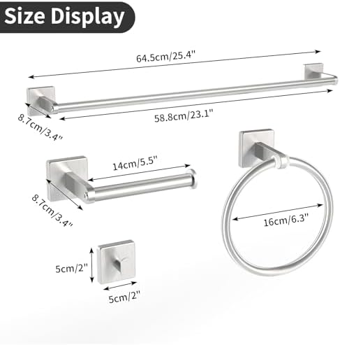 KLJKPA Brushed Nickel Bathroom Hardware Set, 24 inch Bathroom Towel Holder - Image 7