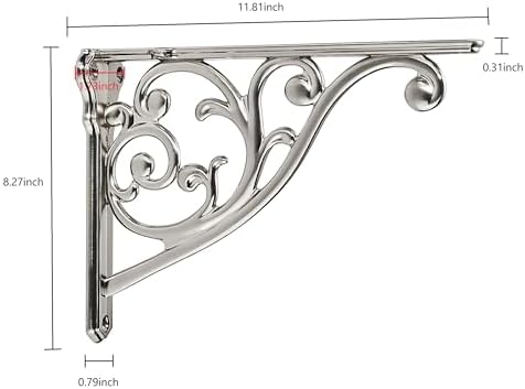 Khtumeware Ornate Decorative Shelf Brackets, 12 inch Big wall Mounted Shelving - Image 2