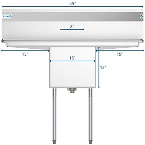 KoolMore 1 Compartment Stainless Steel NSF Commercial Kitchen Prep & Utility - Image 5