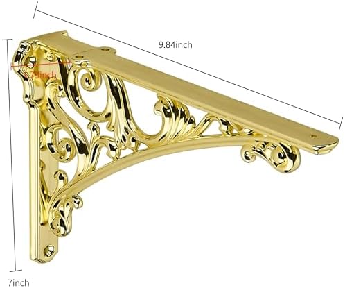khtumeware Polished Brass Shelf Bracket 10 Inch, Decorative Brackets - Image 2