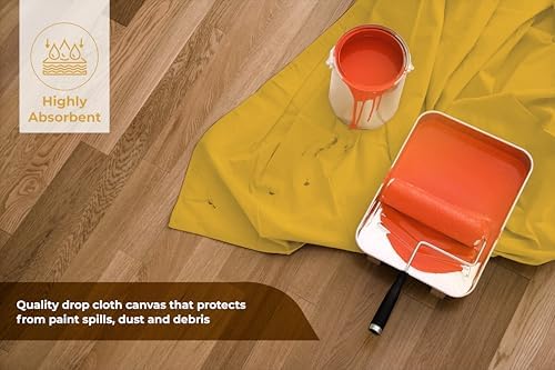 Canvas Drop Cloth for Painting 9x6 feet Pack of 2-8oz Painters Drop Cloths for - Image 2