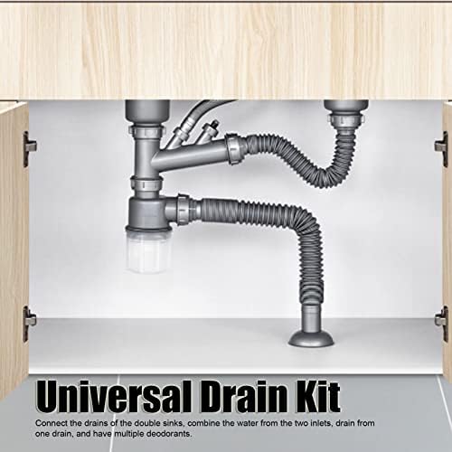 Garosa Double Sink Hose Drain Kit Quick Draining Expandable P Trap Kit Flexible - Image 5