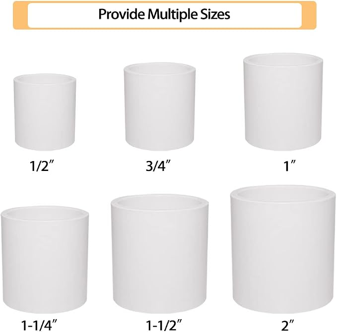 5PCS 2" PVC Pipe Coupling Slip SCH40 White | Connector Adapter Pipe Fitting - Image 3