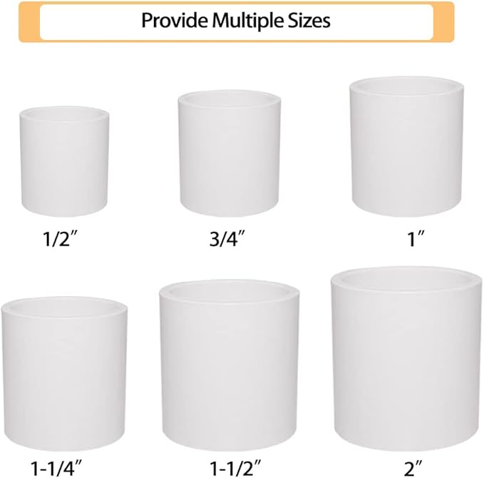 5PCS 1-1/2" PVC Pipe Coupling Slip SCH40 White | Connector Adapter Pipe Fitting - Image 3