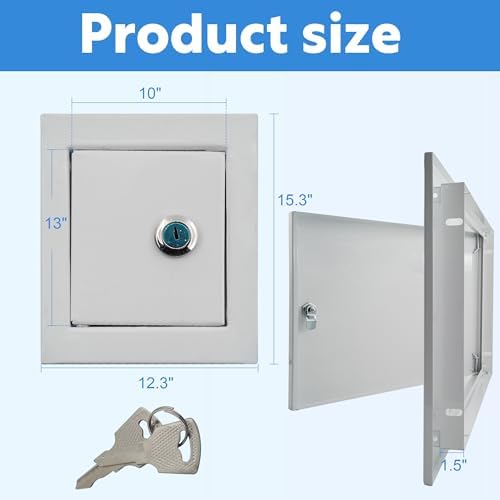 10x13 Lockable Galvanized Access Panel 1.2mm Steel Drywall Door - Image 2