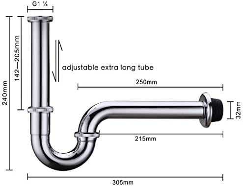 Brass P Trap, 1 1/4 Bathroom Basin Sink Waste Trap Drain Kit - Image 3