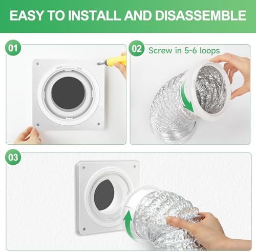 Dryer Vent Wall Plate, Dryer Vent Connector Kit Fits 4 Inch Tubes Hose - Image 5