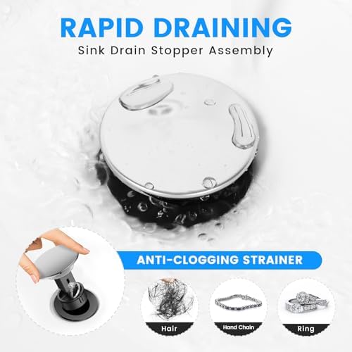 Bathroom Sink Drain with Overflow with Hair Catcher Anti-Clog Sink Strainer - Image 4