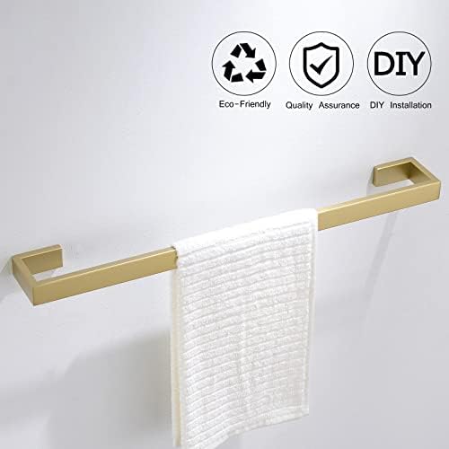 Gold Towel Bar Set 4 Pieces Bathroom Hardware Set Wall Mounted Stainless Steel - Image 2