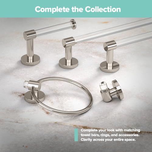 Gatco 5722 Clarion Towel Ring, Polished Nickel, Wall-Mounted Bathroom Hand - Image 6