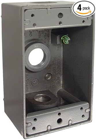 Set of 4 Hubbell-Bell 5320-0 Single Gang 3-1/2-Inch Outlets Weatherproof Box by BELL