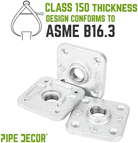 PIPE DECOR 3/4 in. Square Floor Flange, Authentic Galvanized Malleable Iron - Image 5