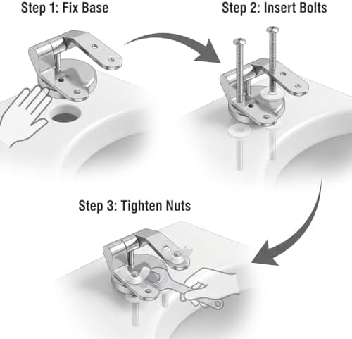 QWORK Toilet Seat Hinge Replacement Kit – Fits 110–150 mm Two-Hole Mounts - Image 4