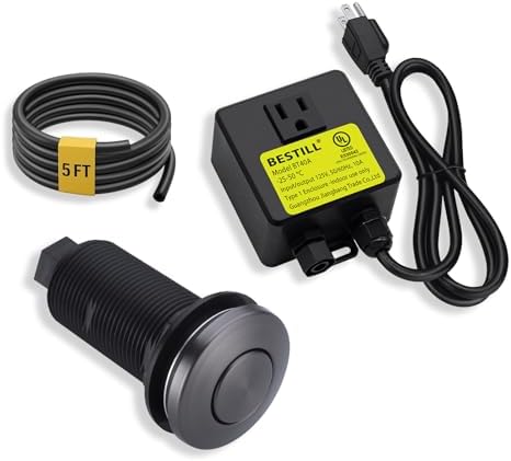 Garbage Disposal Air Switch Kit, Gunmetal Gray Sink Top On/Off Push Button by BESTILL