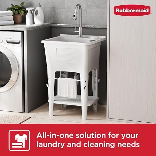 Rubbermaid Utility Sink Laundry Tub, Freestanding All-in-One Sink - Image 2