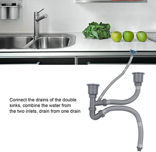 Garosa Double Sink Hose Drain Kit Quick Draining Expandable P Trap Kit Flexible - Image 3