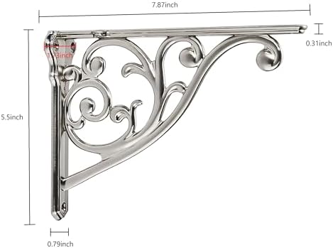 Khtumeware 4 Pack Brushed Satin Nickel Shelf Bracket 8 Inch, Decorative Brackets - Image 2