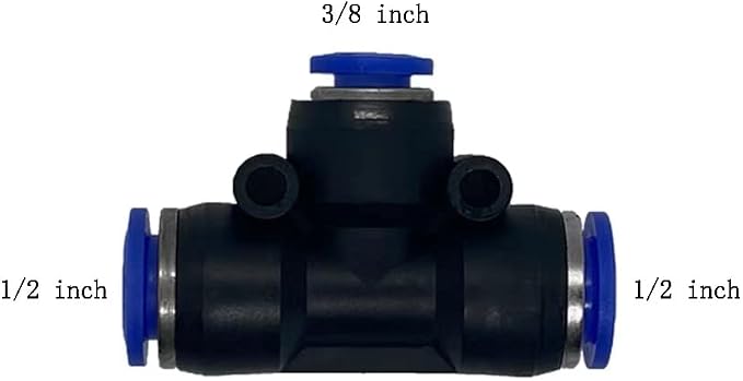 5 Pcs 1/2" x 3/8"x 1/2" Pneumatic T Shaped 3 Way Tube Reducer Connector - Image 2