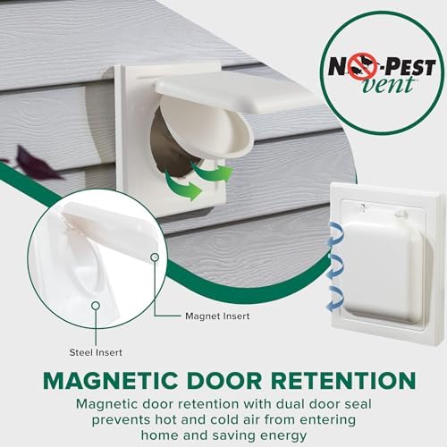NO-PEST VENT Dual Door Dryer Vent Cover 4 Inch Outdoor, Made in USA, Highest - Image 4