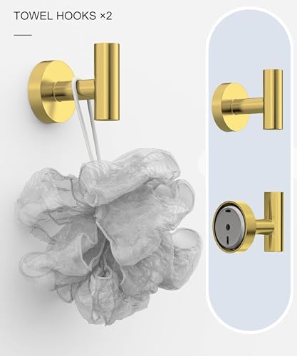 5 Pcs Brushed Gold Bathroom Accessories Hardware Set SUS304 Stainless Steel - Image 5