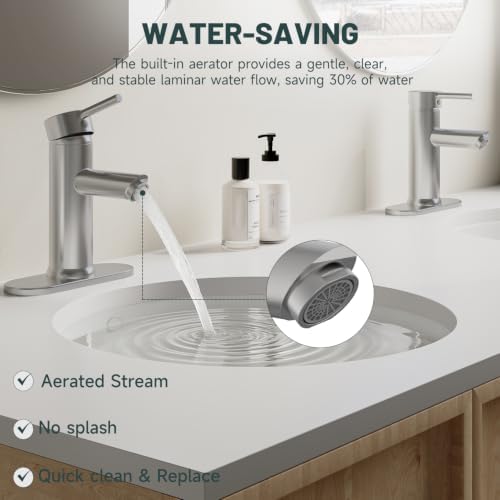 2 Pack Bathroom Faucet for 1 or 3 Holes, Brushed Nickel - Image 6
