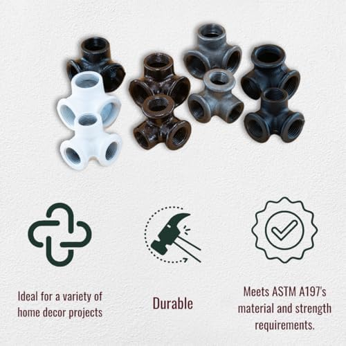 3/4" 3-WAY ELBOW: Industrial Threaded Black Iron Pipe Fittings; Natural - Image 6