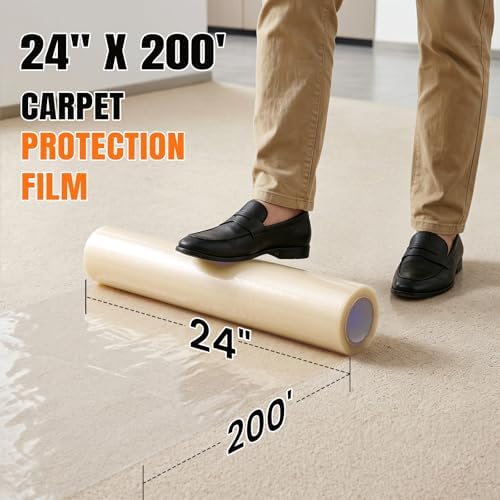 3mil Carpet Protection Film 24" x 200' ，self-Adhesive Plastic Carpet Protection - Image 2