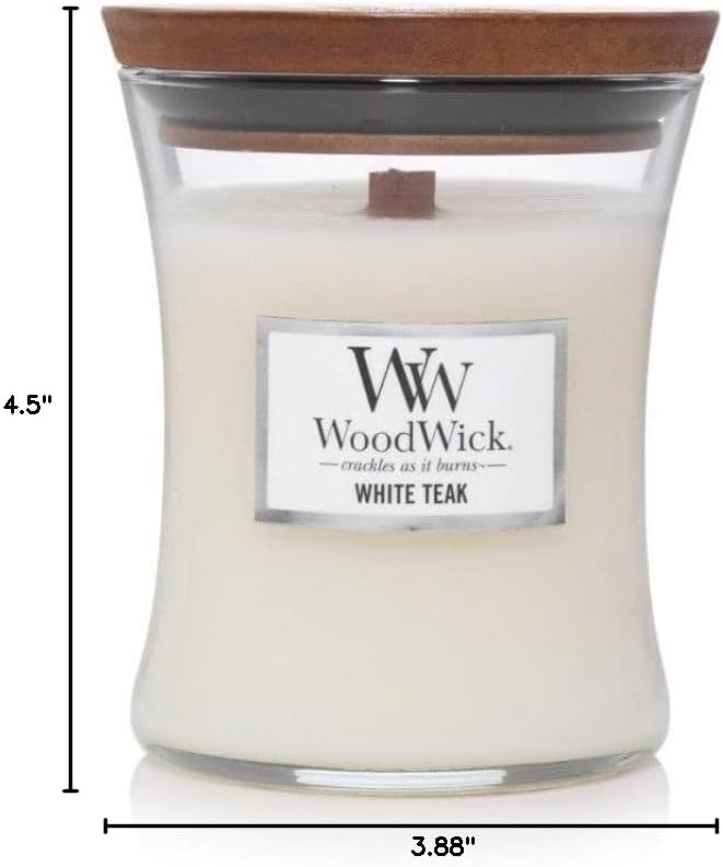 WoodWick Medium Hourglass Candle White Teak - Image 9