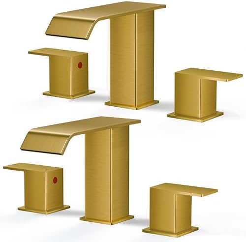 FORIOUS Bathroom Sink Faucets 3 Hole 2 Pack 8 Inch Widespread Brushed Gold by FORIOUS