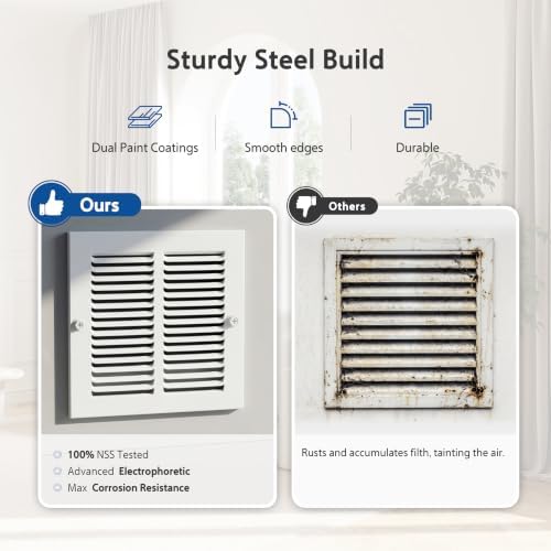 Steel Return Air Grille, Fits Universal Duct Opening, Stamped Durable Steel - Image 4